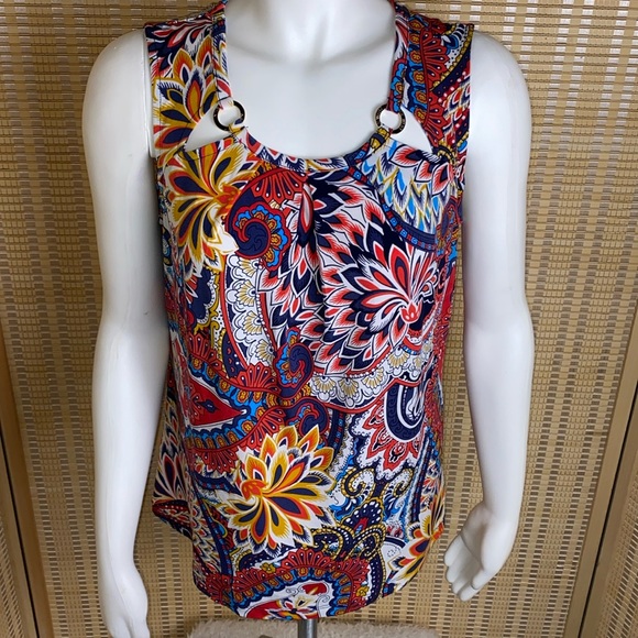 🔷Nine West Sleeveless Multicolor Floral Paisley Top Size Small - Picture 1 of 5